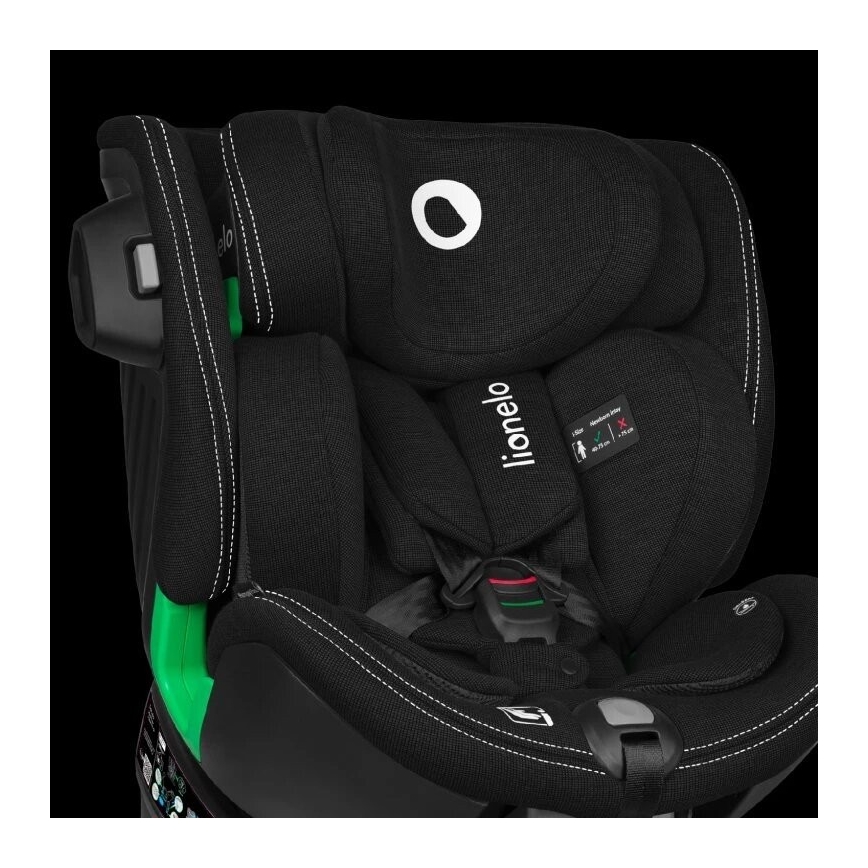 Lionelo - Seggiolino auto con base girevole HARMONY i-Dimensioni 40-150 cm nero