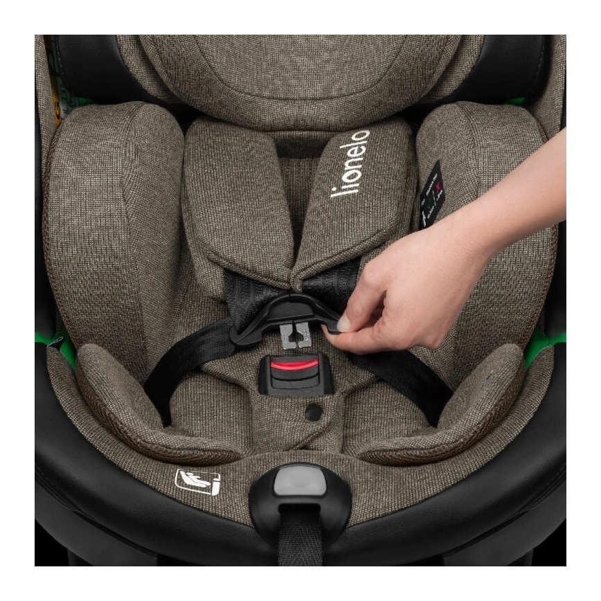 Lionelo - Seggiolino auto con base girevole HARMONY i-Dimensioni 40-150 cm nero/oliva