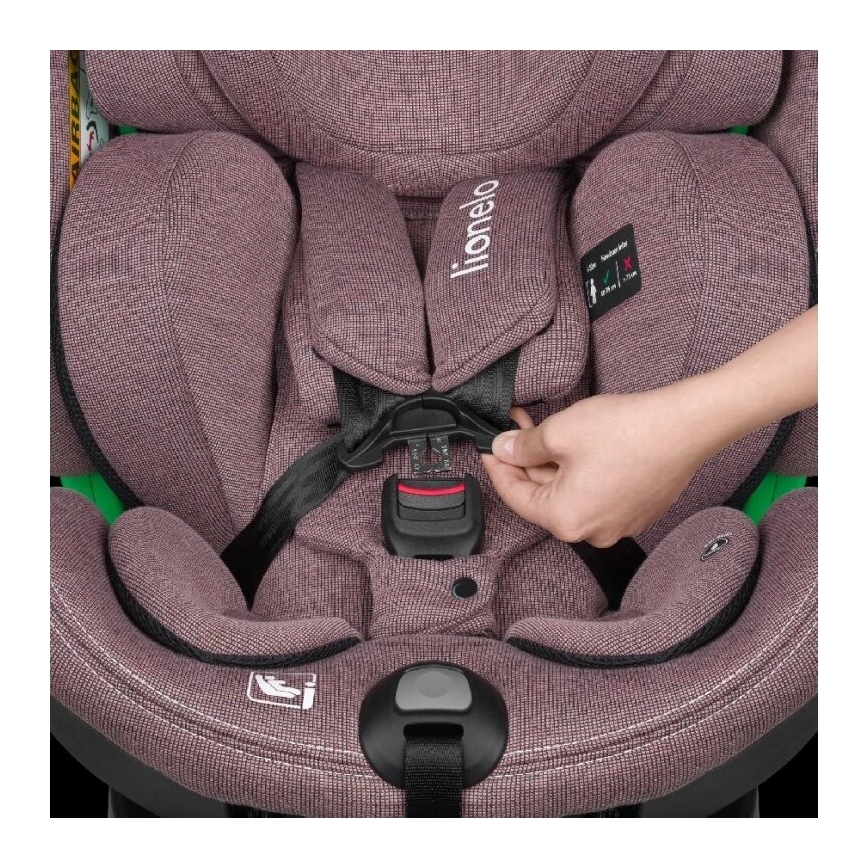 Lionelo - Seggiolino auto con base girevole HARMONY i-Dimensioni 40-150 cm rosa