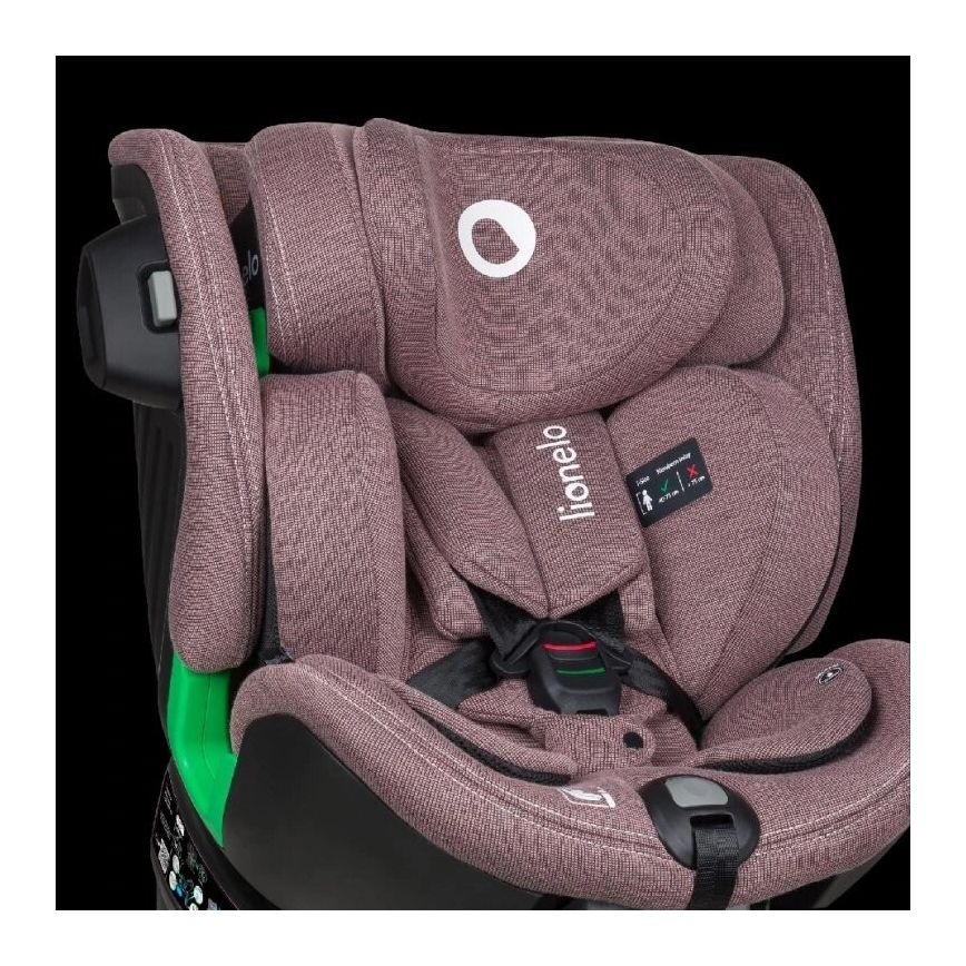 Lionelo - Seggiolino auto con base girevole HARMONY i-Dimensioni 40-150 cm rosa