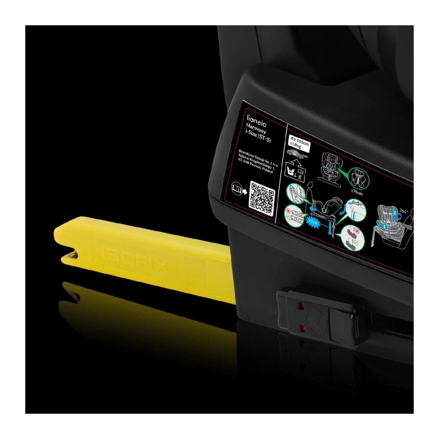 Lionelo - Seggiolino auto con base girevole HARMONY i-Size 40-150 cm grigio