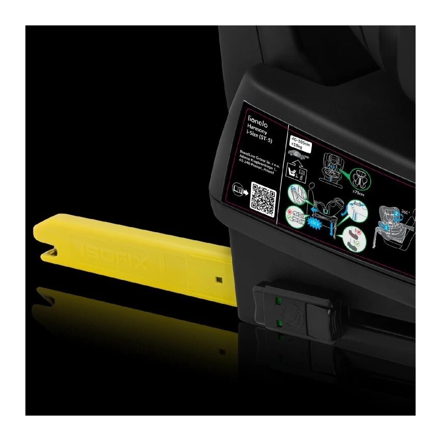 Lionelo - Seggiolino auto con base girevole HARMONY i-Size 40-150 cm nero