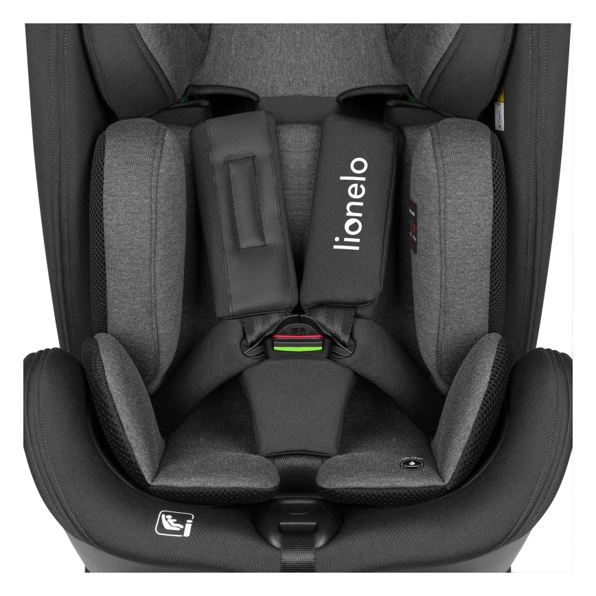 Lionelo - Seggiolino auto con base girevole HARPER i-Size 76-150 cm Black Carbon