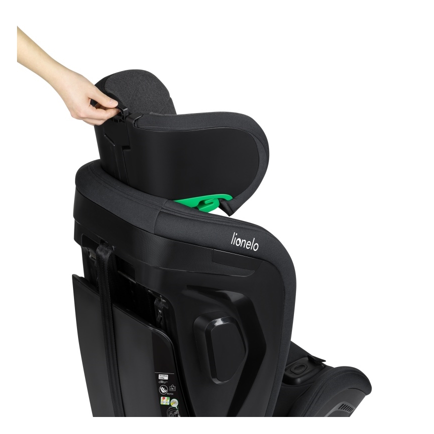 Lionelo - Seggiolino auto con base girevole HARPER i-Size 76-150 cm Black Carbon