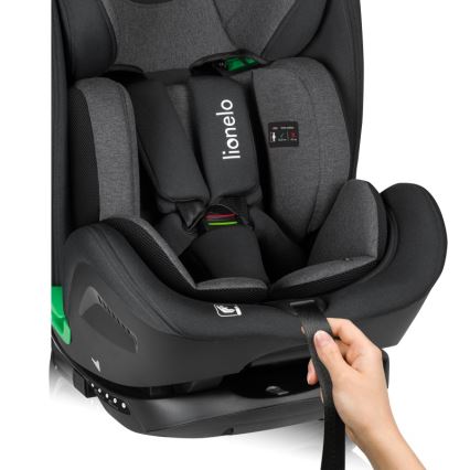 Lionelo - Seggiolino auto con base girevole HARPER i-Size 76-150 cm Black Carbon