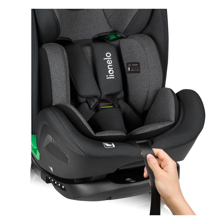Lionelo - Seggiolino auto con base girevole HARPER i-Size 76-150 cm Black Carbon