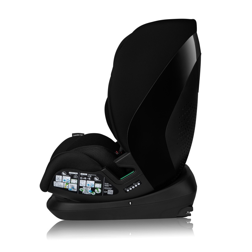Lionelo - Seggiolino auto con base girevole LAVENDER i-Size 76-150 cm Nero Carbonio