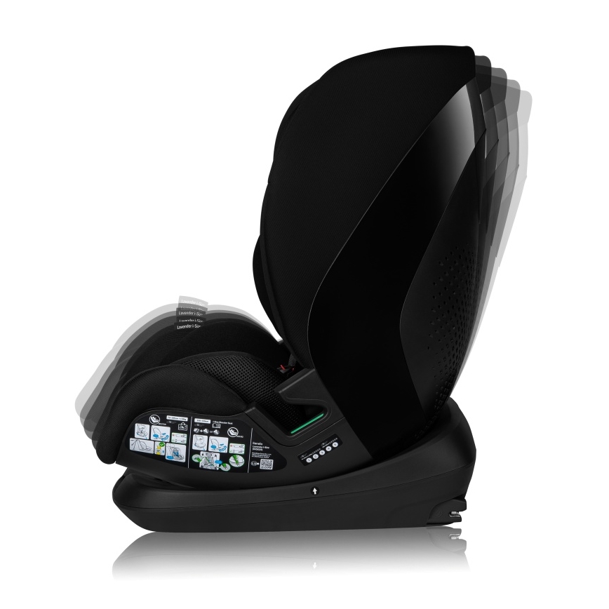 Lionelo - Seggiolino auto con base girevole LAVENDER i-Size 76-150 cm Nero Carbonio