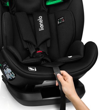 Lionelo - Seggiolino auto con base girevole LAVENDER i-Size 76-150 cm Nero Carbonio