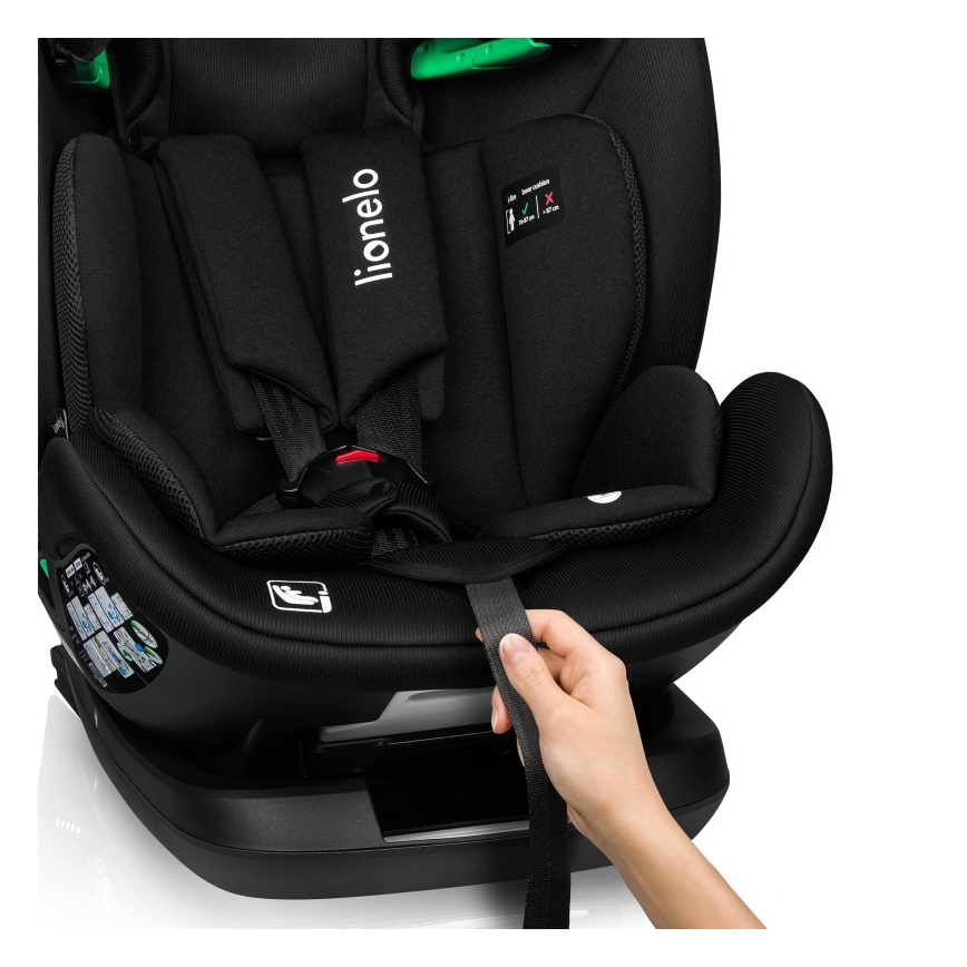 Lionelo - Seggiolino auto con base girevole LAVENDER i-Size 76-150 cm Nero Carbonio
