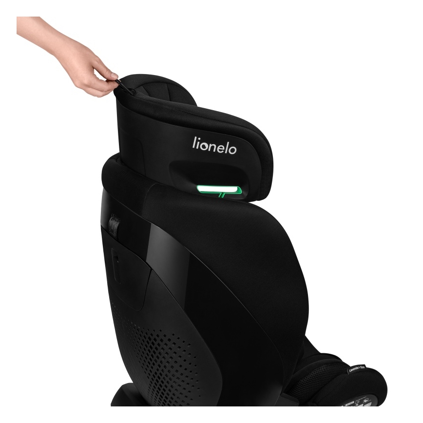 Lionelo - Seggiolino auto con base girevole LAVENDER i-Size 76-150 cm Nero Carbonio