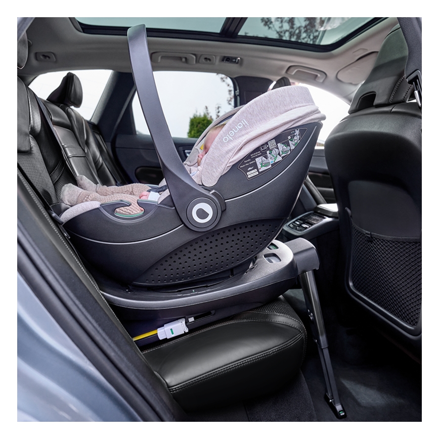 Lionelo - Seggiolino auto con base girevole MOXIE SET i-Size 40-87 cm Rosa Malva