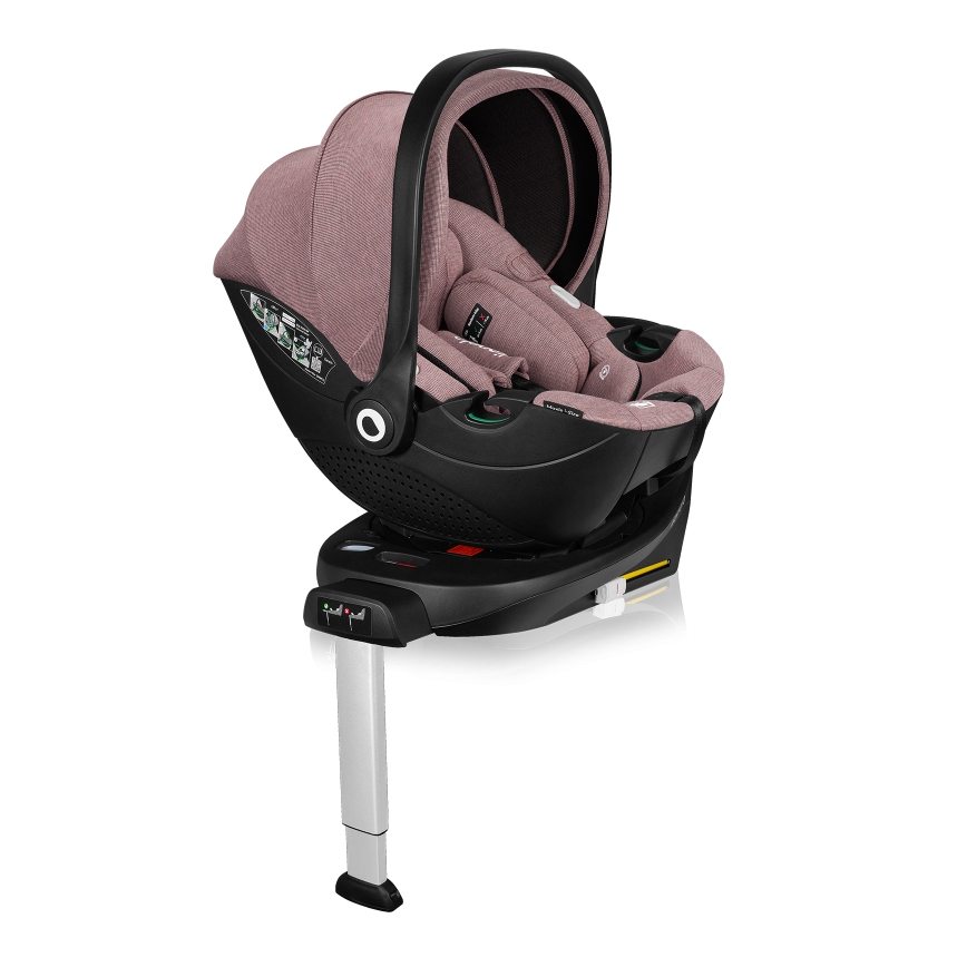 Lionelo - Seggiolino auto con base girevole MOXIE SET i-Size 40-87 cm Rosa Malva