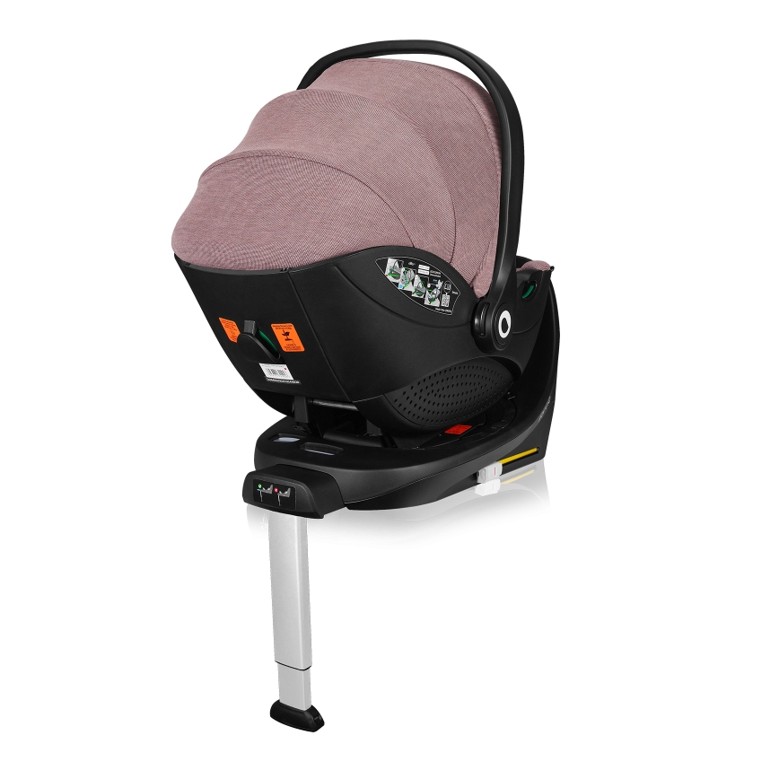 Lionelo - Seggiolino auto con base girevole MOXIE SET i-Size 40-87 cm Rosa Malva
