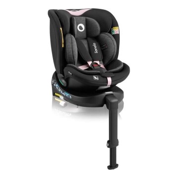 Lionelo - Seggiolino auto con base girevole NAVY i-Dimensioni 40-150 cm nero/rosa
