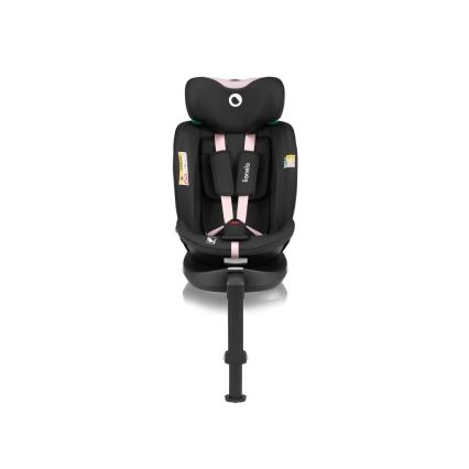 Lionelo - Seggiolino auto con base girevole NAVY i-Dimensioni 40-150 cm nero/rosa