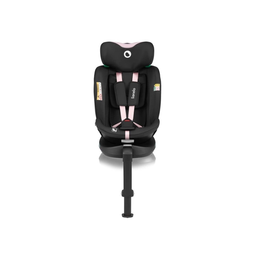 Lionelo - Seggiolino auto con base girevole NAVY i-Dimensioni 40-150 cm nero/rosa