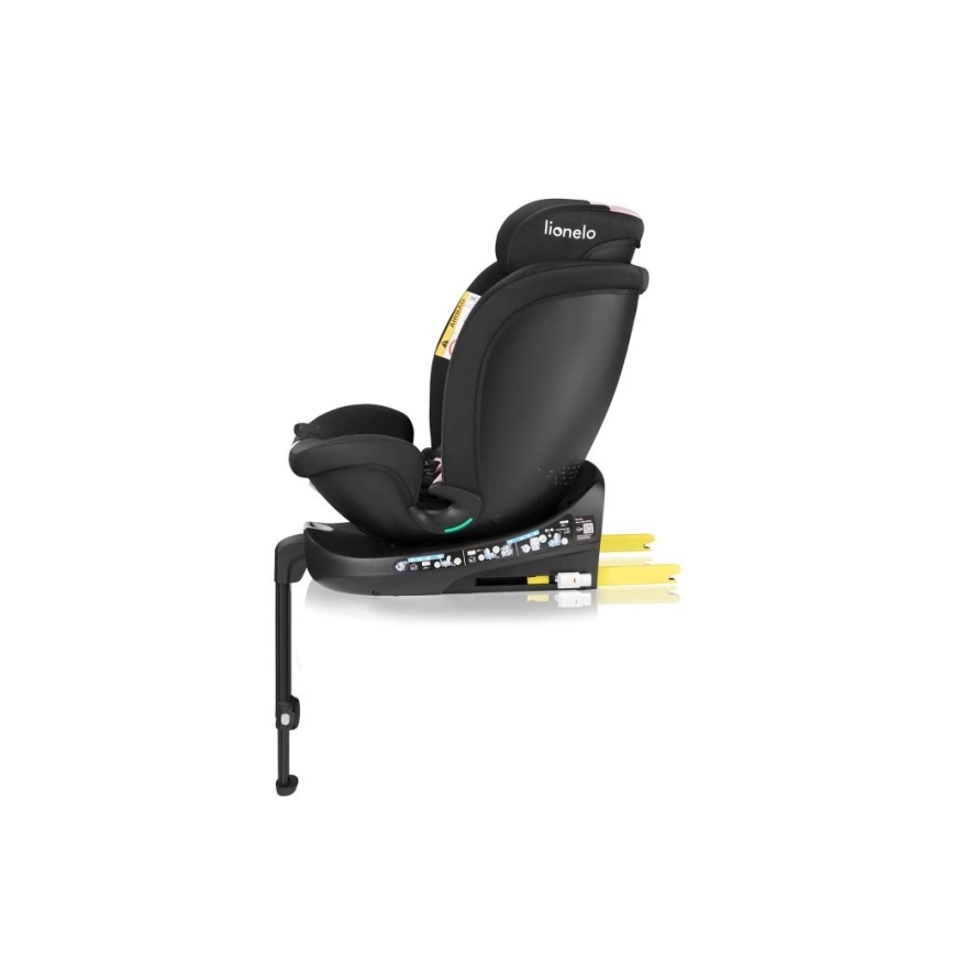 Lionelo - Seggiolino auto con base girevole NAVY i-Dimensioni 40-150 cm nero/rosa
