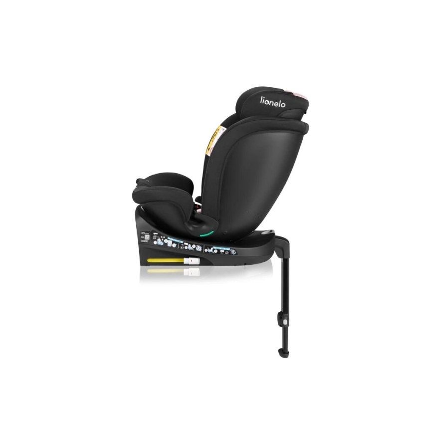 Lionelo - Seggiolino auto con base girevole NAVY i-Dimensioni 40-150 cm nero/rosa