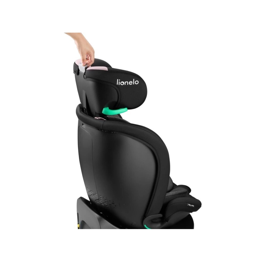 Lionelo - Seggiolino auto con base girevole NAVY i-Dimensioni 40-150 cm nero/rosa