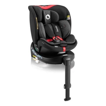 Lionelo - Seggiolino auto con base girevole NAVY i-Dimensioni 40-150 cm nero/rosso