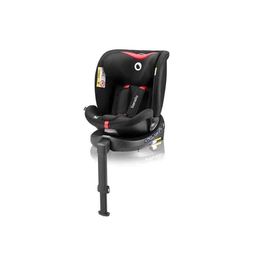 Lionelo - Seggiolino auto con base girevole NAVY i-Dimensioni 40-150 cm nero/rosso