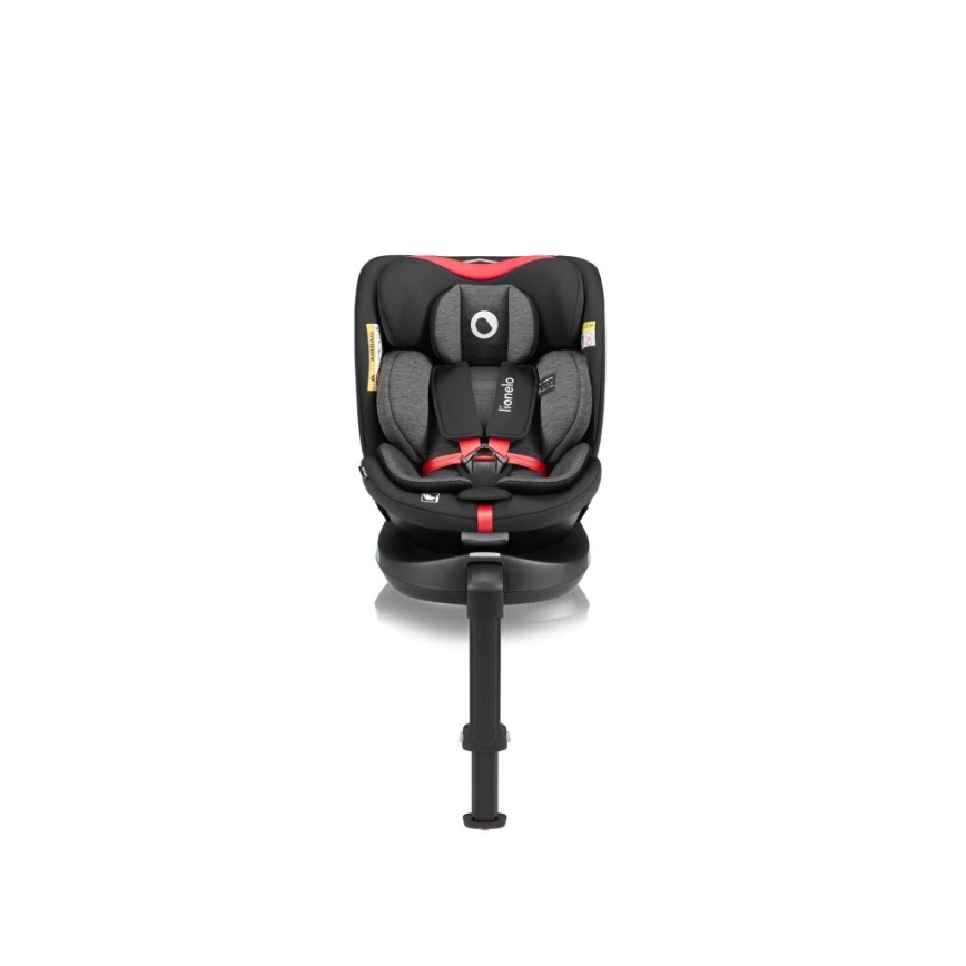Lionelo - Seggiolino auto con base girevole NAVY i-Dimensioni 40-150 cm nero/rosso