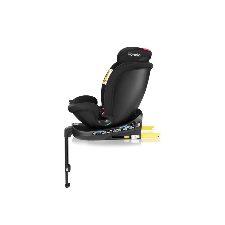 Lionelo - Seggiolino auto con base girevole NAVY i-Dimensioni 40-150 cm nero/rosso