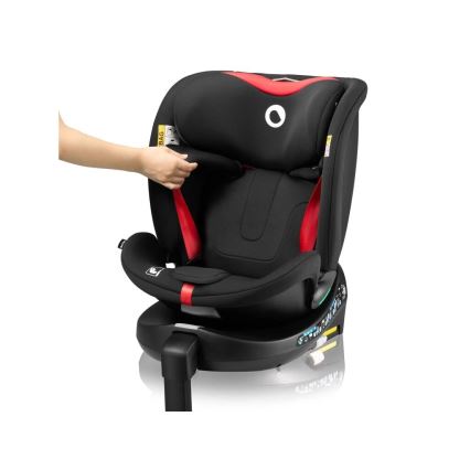 Lionelo - Seggiolino auto con base girevole NAVY i-Dimensioni 40-150 cm nero/rosso