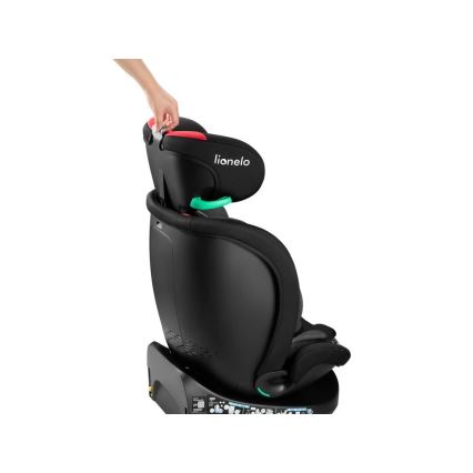 Lionelo - Seggiolino auto con base girevole NAVY i-Dimensioni 40-150 cm nero/rosso