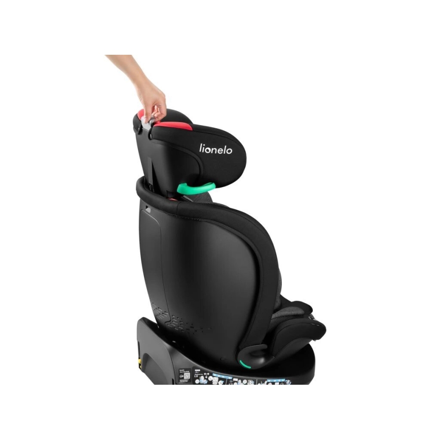 Lionelo - Seggiolino auto con base girevole NAVY i-Dimensioni 40-150 cm nero/rosso