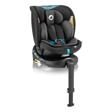 Lionelo - Seggiolino auto con base girevole NAVY i-Dimensioni 40-150 cm nero/turchese
