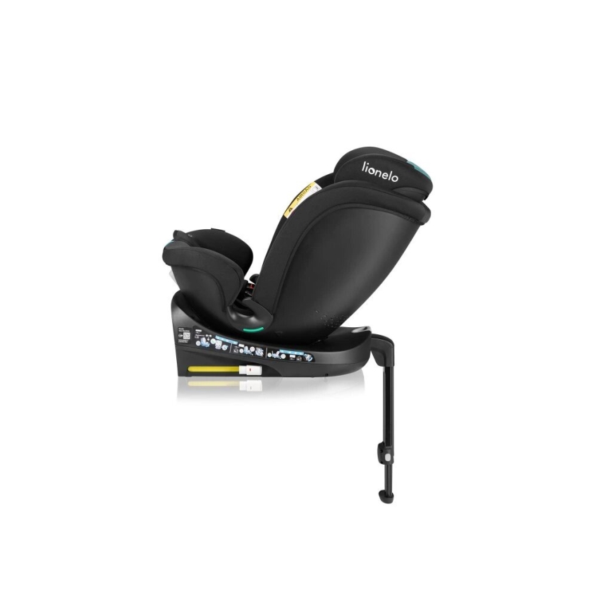Lionelo - Seggiolino auto con base girevole NAVY i-Dimensioni 40-150 cm nero/turchese