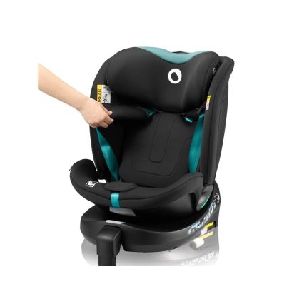 Lionelo - Seggiolino auto con base girevole NAVY i-Dimensioni 40-150 cm nero/turchese