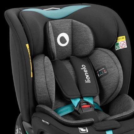 Lionelo - Seggiolino auto con base girevole NAVY i-Dimensioni 40-150 cm nero/turchese