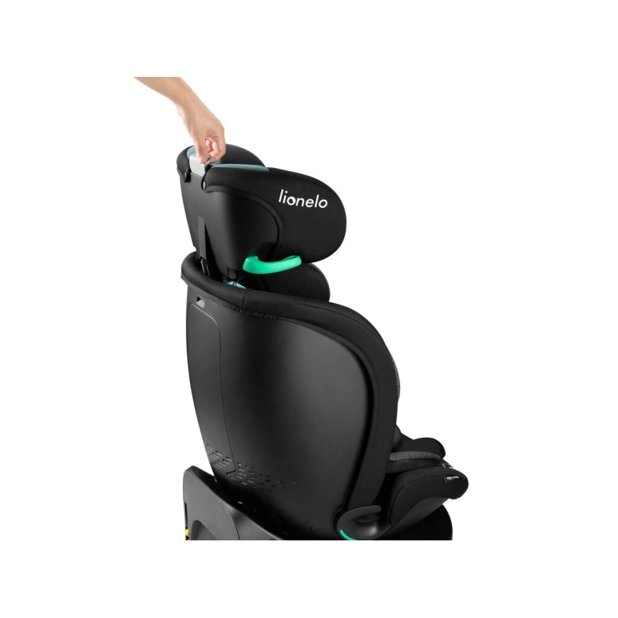 Lionelo - Seggiolino auto con base girevole NAVY i-Dimensioni 40-150 cm nero/turchese