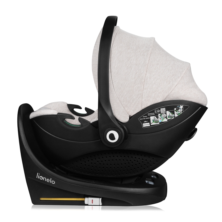 Lionelo - Seggiolino auto con base rotante MOXIE SET i-Size 40-87 cm Beige Sabbia