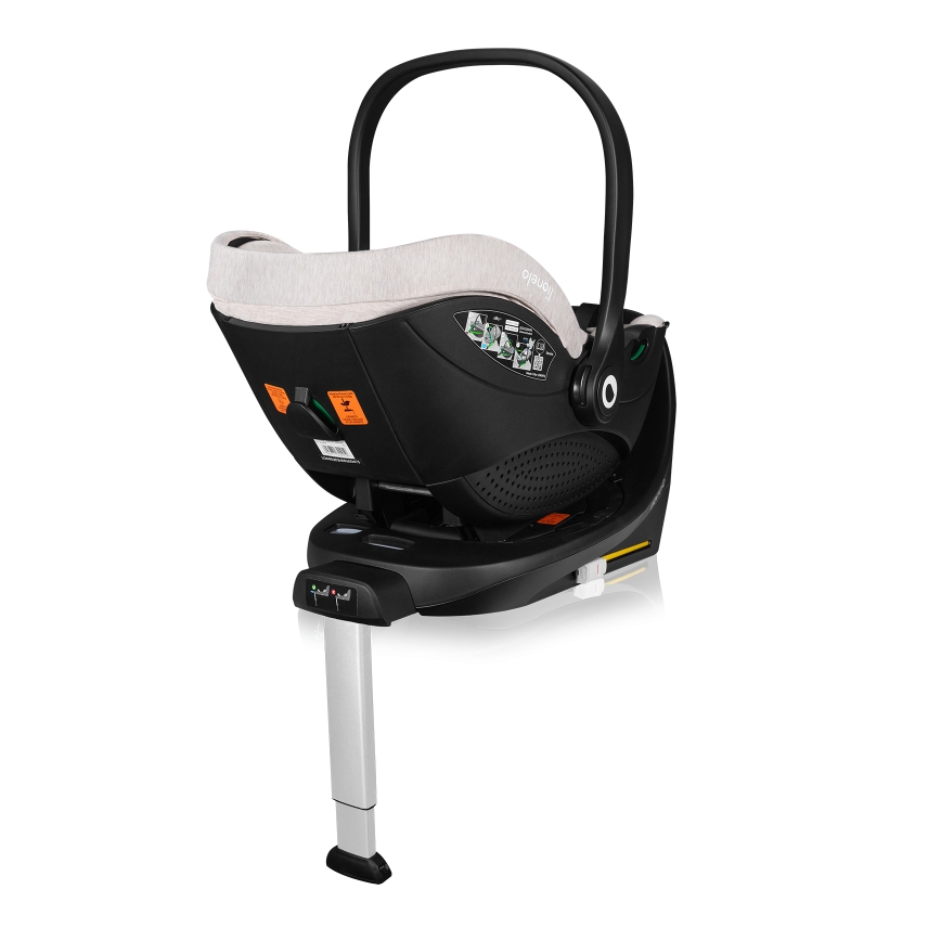 Lionelo - Seggiolino auto con base rotante MOXIE SET i-Size 40-87 cm Beige Sabbia