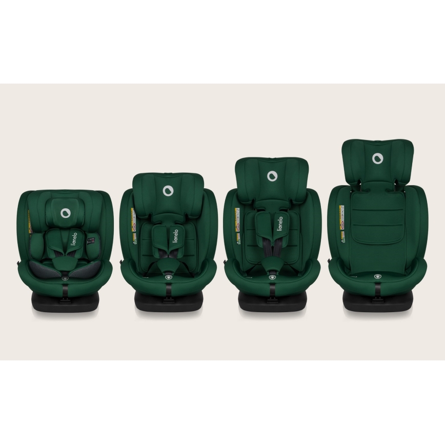 Lionelo - Seggiolino auto girevole BASTIAAN i-Size 40-150 cm Green Forest con base