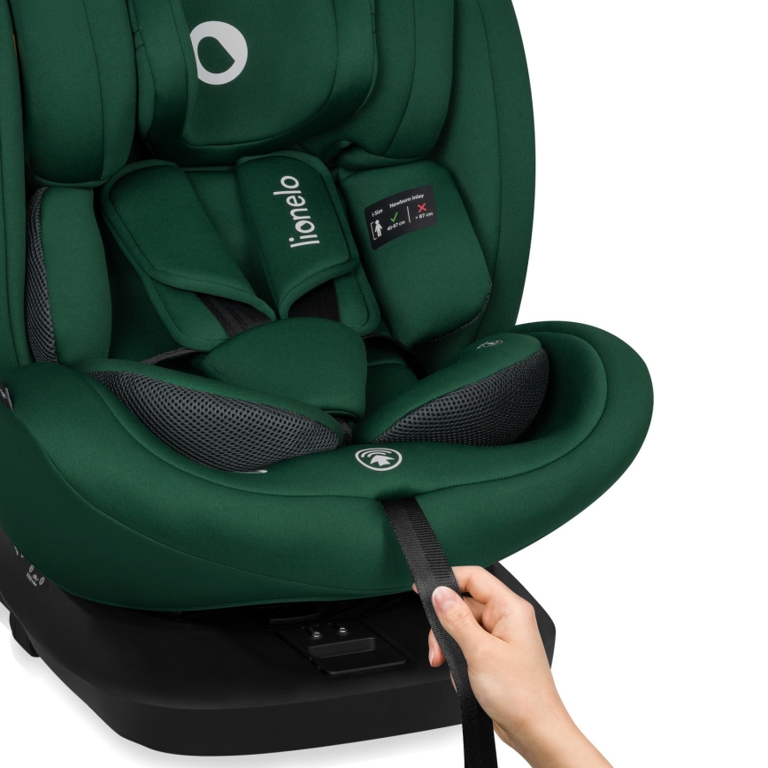 Lionelo - Seggiolino auto girevole BASTIAAN i-Size 40-150 cm Green Forest con base
