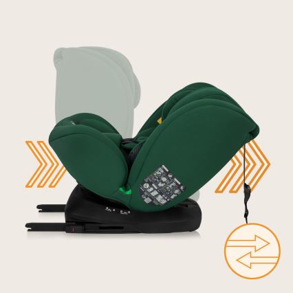Lionelo - Seggiolino auto girevole BASTIAAN i-Size 40-150 cm Green Forest con base