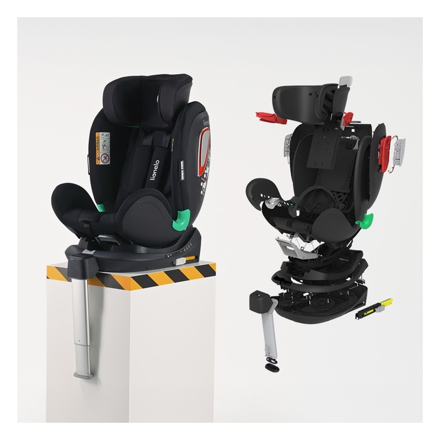 Lionelo - Seggiolino auto con base girevole ANTOON PLUS i-Size 40-105 cm Nero Onice