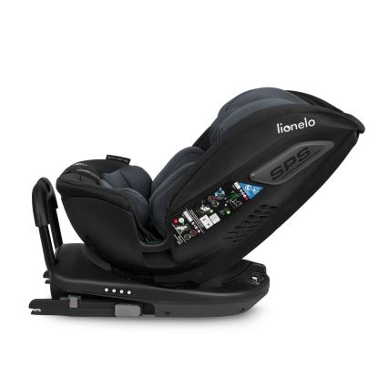 Lionelo - Seggiolino auto girevole con base BASTIAAN i-Size 40-150 cm Grigio Pietra