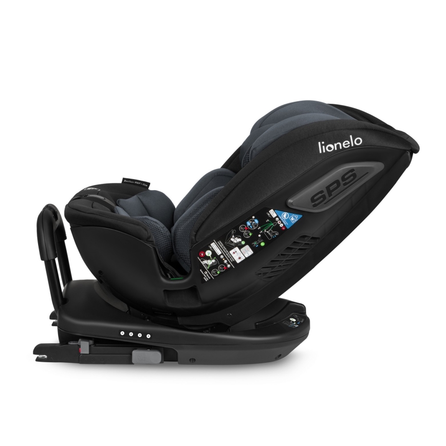 Lionelo - Seggiolino auto girevole con base BASTIAAN i-Size 40-150 cm Grigio Pietra