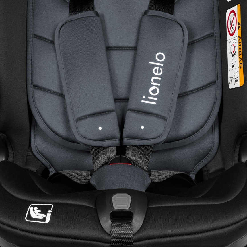 Lionelo - Seggiolino auto girevole con base BASTIAAN i-Size 40-150 cm Grigio Pietra