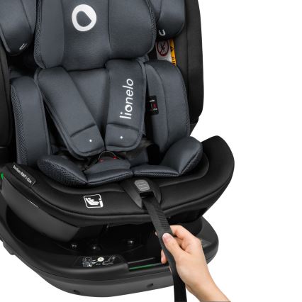 Lionelo - Seggiolino auto girevole con base BASTIAAN i-Size 40-150 cm Grigio Pietra