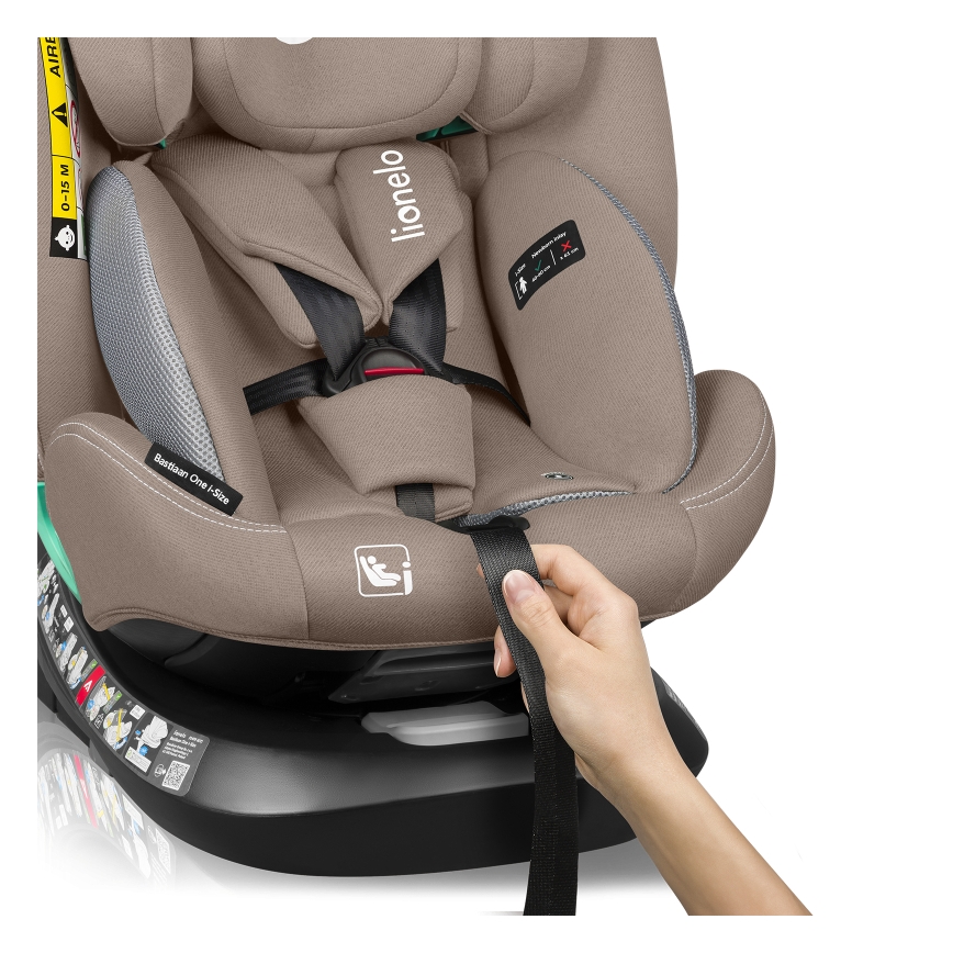 Lionelo - Seggiolino auto con base girevole BASTIAAN ONE i-Size 40-150 cm beige sabbia