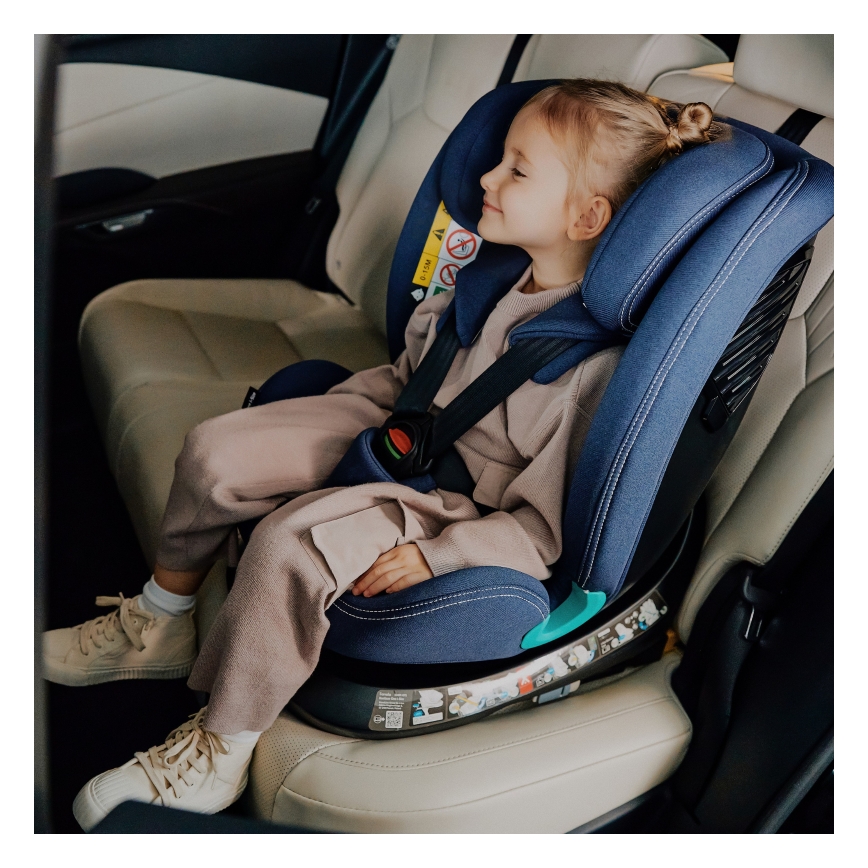 Lionelo - Seggiolino auto con base girevole BASTIAAN ONE i-Size 40-150 cm Blu Navy