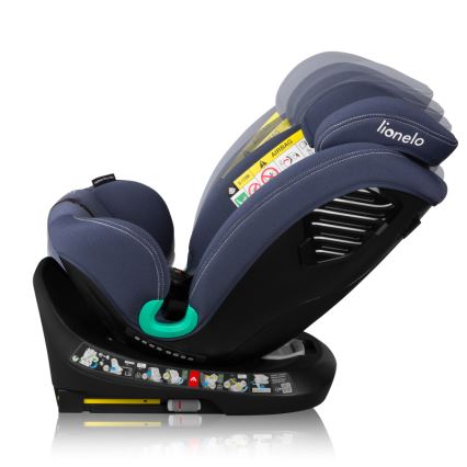 Lionelo - Seggiolino auto con base girevole BASTIAAN ONE i-Size 40-150 cm Blu Navy