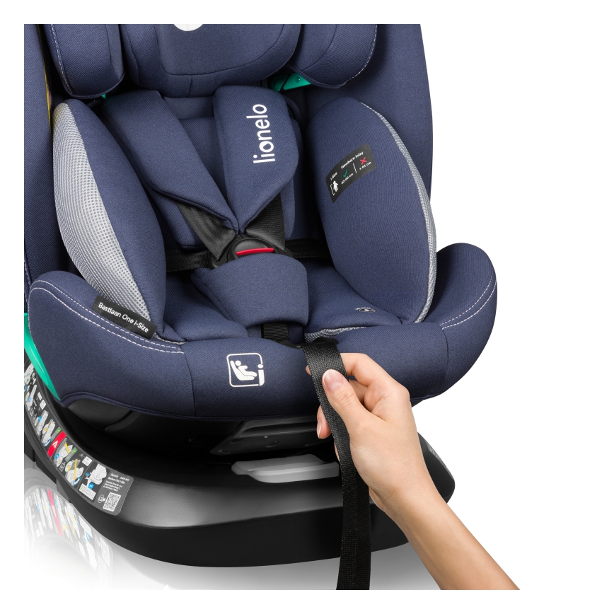Lionelo - Seggiolino auto con base girevole BASTIAAN ONE i-Size 40-150 cm Blu Navy
